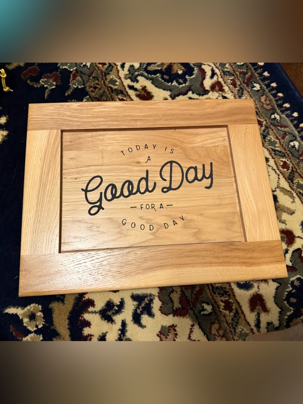 Good Day Wooden Wall Sign - Natural Wood with Black Lettering